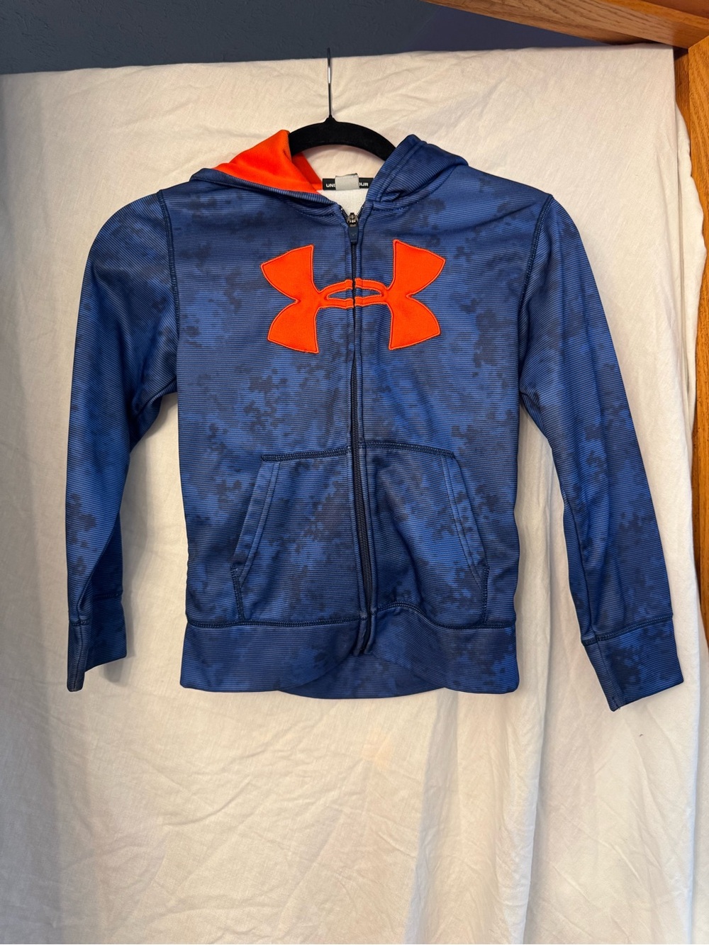Under Armour Blue Full-Zip Hoodie with Orange Logo